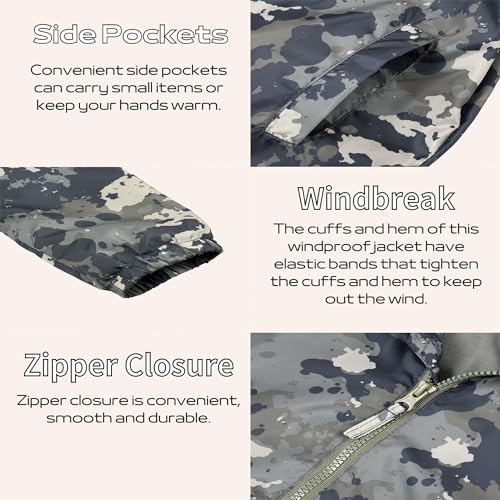 JOYSON Kid Boys Rain Jackets Lightweight Water-resistant Windbreaker Breathable Outerwear Raincoat with Hood4