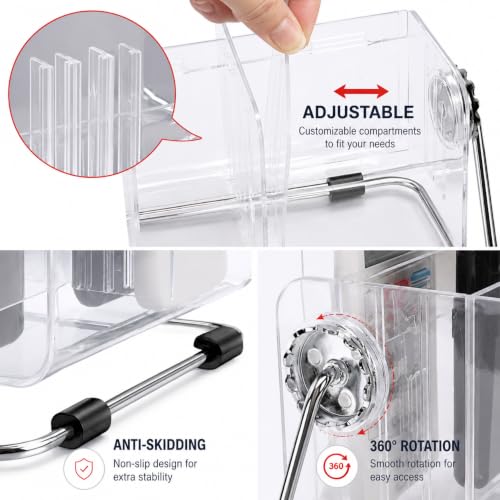 Image of Zollyss Acrylic Remote Control Holder Stand, 6 Slot TV Remote Organizer for Tabletop, Clear Remote Storage Stand for TV, AC, Media Remotes, Mobile Phones & Office Desk Accessories