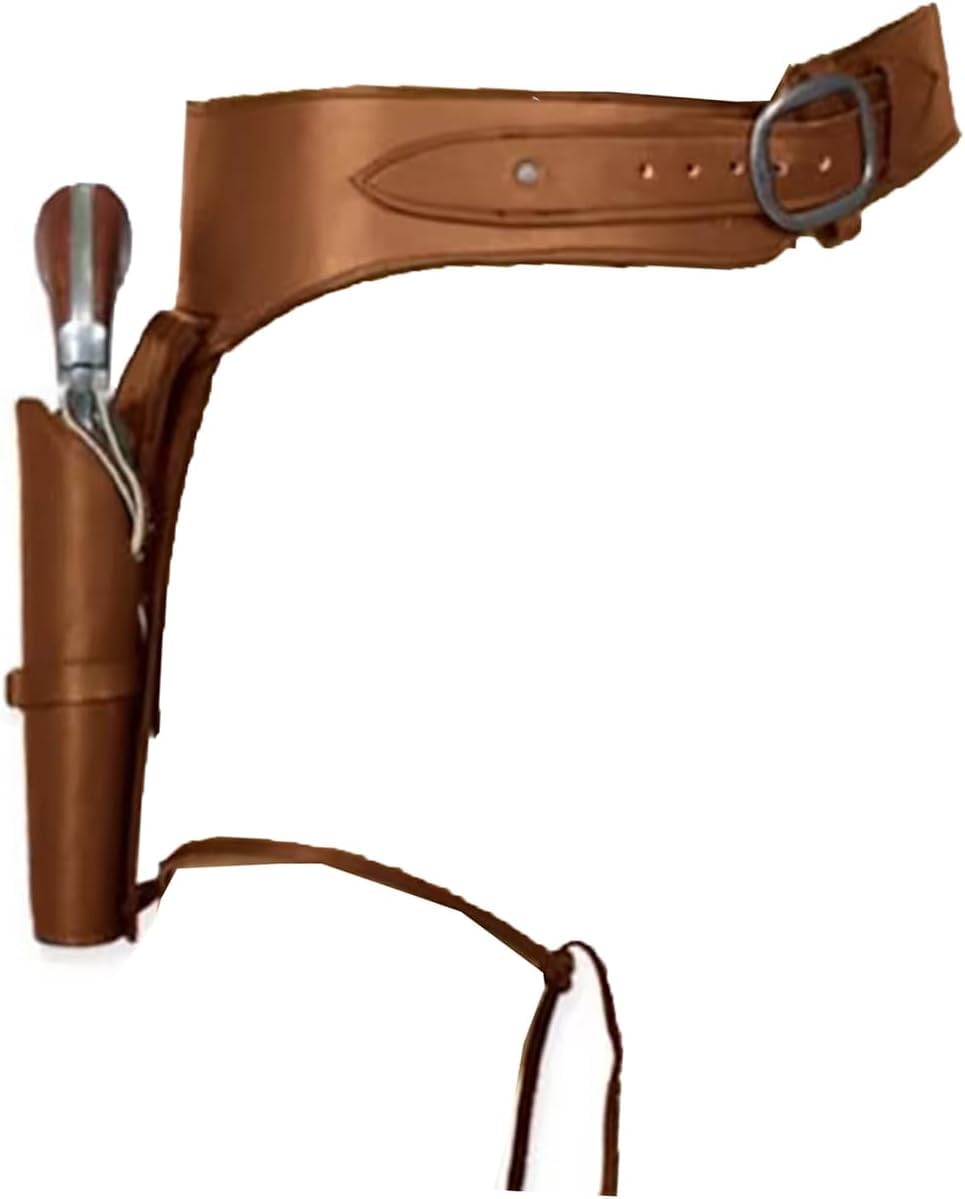 Steampunk Retro Waist Holster - Fondina per Pistola in Pelle Medievale - Borsa per Fondina da Cintura per Revolver con Doppio Supporto per Pistola Regolabile per Cosplay, Brown, 20cm