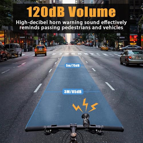 image for LESOVI Electric Bike Horn, 120dB Electronic Bicycle Bell with 300mAh B