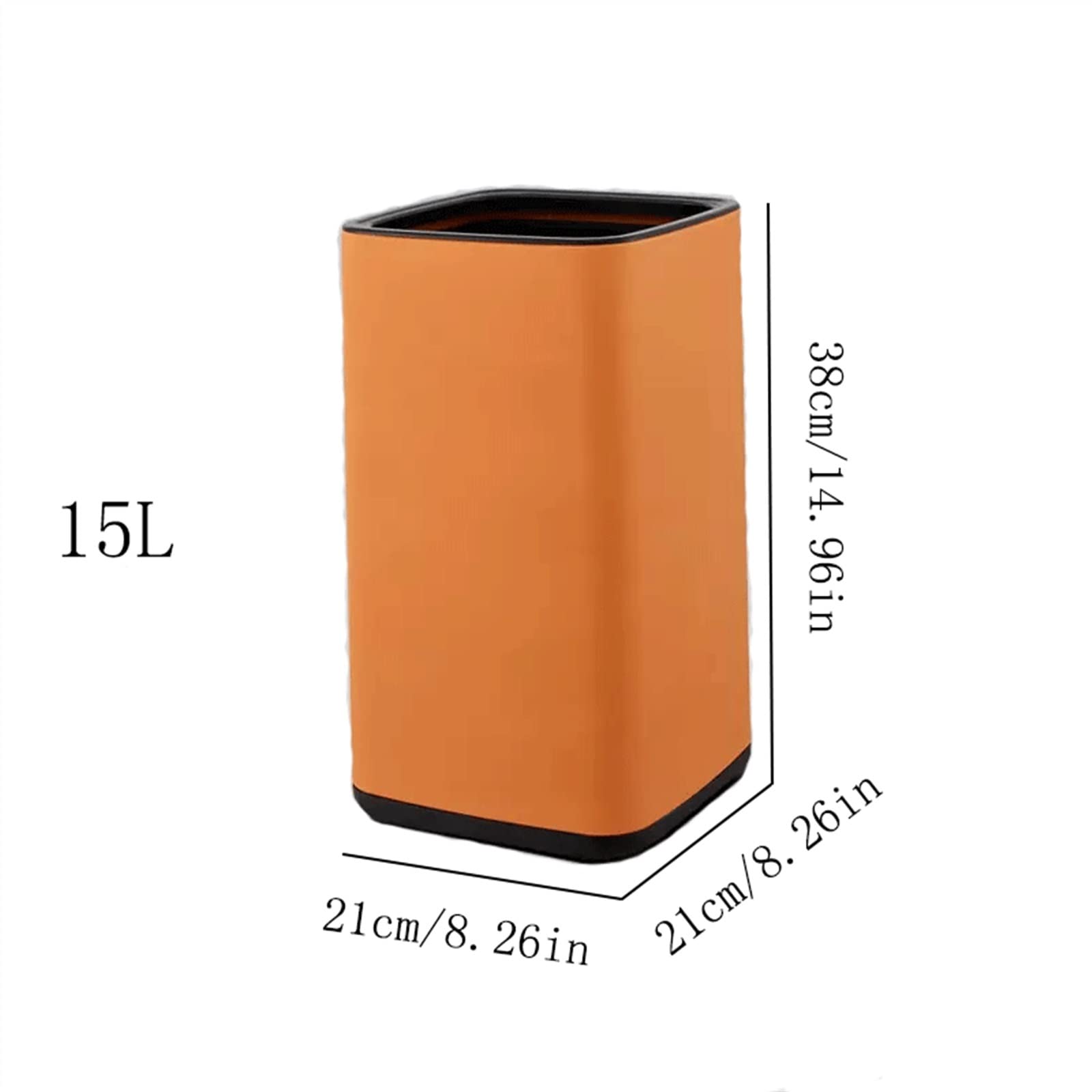Mülleimer Küche Edelstahl-Mülleimer, Haushalts-Doppelstock-Mülleimer ohne Deckel, Schlafzimmer-WC, Büro, Papierkorb(Schwarz,15l)