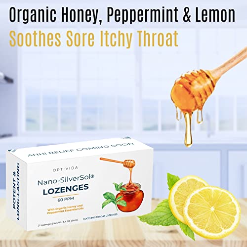 Optivida Health Original Natural Premium Nano-Silver Lozenges 60Ppm,Oral Health, Supports Immune System, Fast-Acting Cough Drops With Lemon Oil, Organic Honey And Peppermint Oil (1 Pack) #TOP1