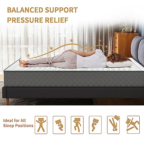 PurrJoys Mattress Double Mattress, 10 Inch Hybrid Memory Foam Firm Full Size Mattress with Hybrid Full Bed Mattress in a Box Pressure Relief & Supportive Full Size Mattress