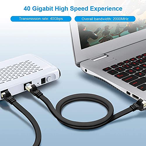 Cable Ethernet CAT 8 plano 6ft+15ft negro RJ45 miniatura 3