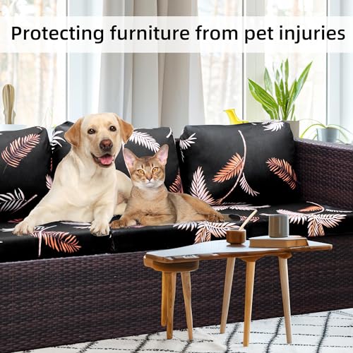 Image of 8Pcs Stretch Patio Cushion Covers,Outdoor Couch Covers Replacement,Outdoor Couch & Sofa Slipcovers,for Patio Furniture Cushion Covers,Washable Reusable Furniture Protector(Coconut Forest, Cover Only)