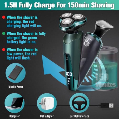 Image of Electric Razor for Men, 3-in-1 Shaver with Floating Blades for Nose Hair &Sideburns,Replacement Blades, Pop-up Trimmer, IPX7 Waterproof, Travel Lock, Wet & Dry Use, Face Shaving Grooming Travel Kit