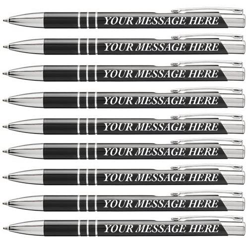 10 x Personalised Deep Engraved Custom Aluminium Limited Edition Pen | Design A Truly Unique Present | Laser Engraved - BLACK