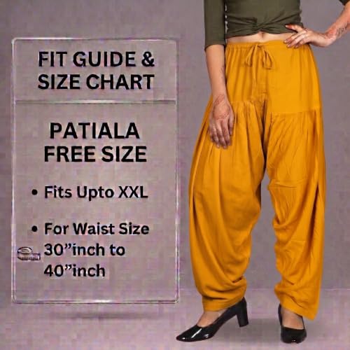 Image of FASHION GALLERY Women's Rayon Relaxed Fit Patiala Salwar with Full Length Drawstring Closure Type and Flexible Waist | Patiala Pant for Woman Free Size Fit Upto XXL
