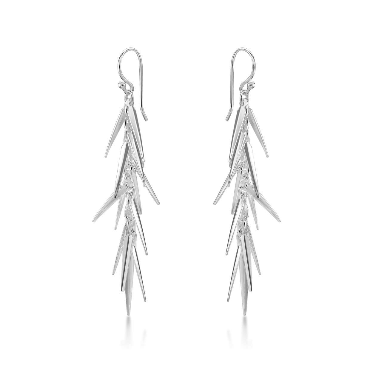 Diamond Treats Pendientes Colgantes de Plata de Ley 925 para Mujer - Aguja de Pino Largos con Caja de Regalo