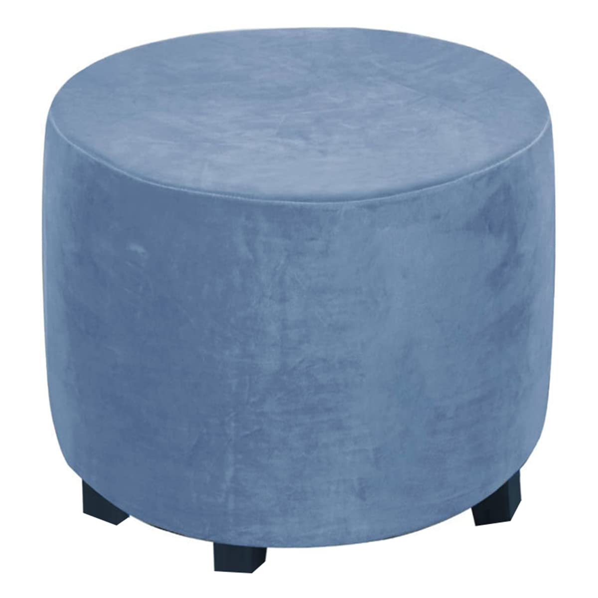 XGANGM 45cm Round Velvet Ottoman Stool Cover Slipcover Stretch Velvet Round Pouffe Cover Small Footstool Protector Cover Storage Chair Slipcover Washable,sky blue