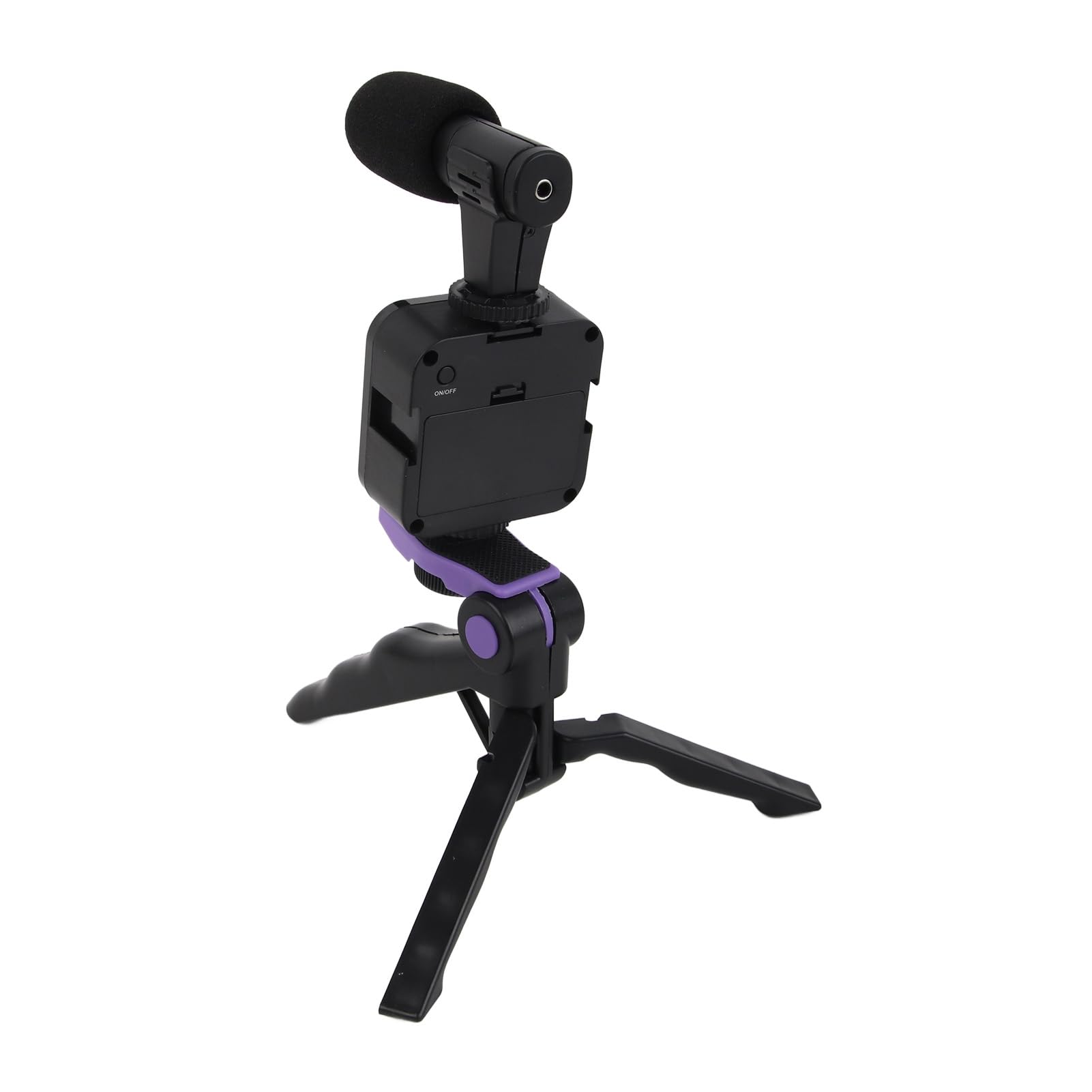 Set professionale per riprese video dal vivo con microfono e treppiede per interni ed esterni, nero, 5 pezzi