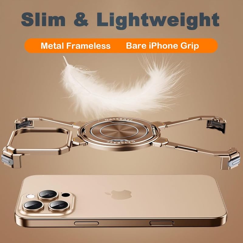 Image of Frameless Metal with 360 Rotatable Ring Kickstand Compatible with iPhone 16 Pro Max | Luxury Aluminum Armor Case | Super Slim Premium Metal - Silver