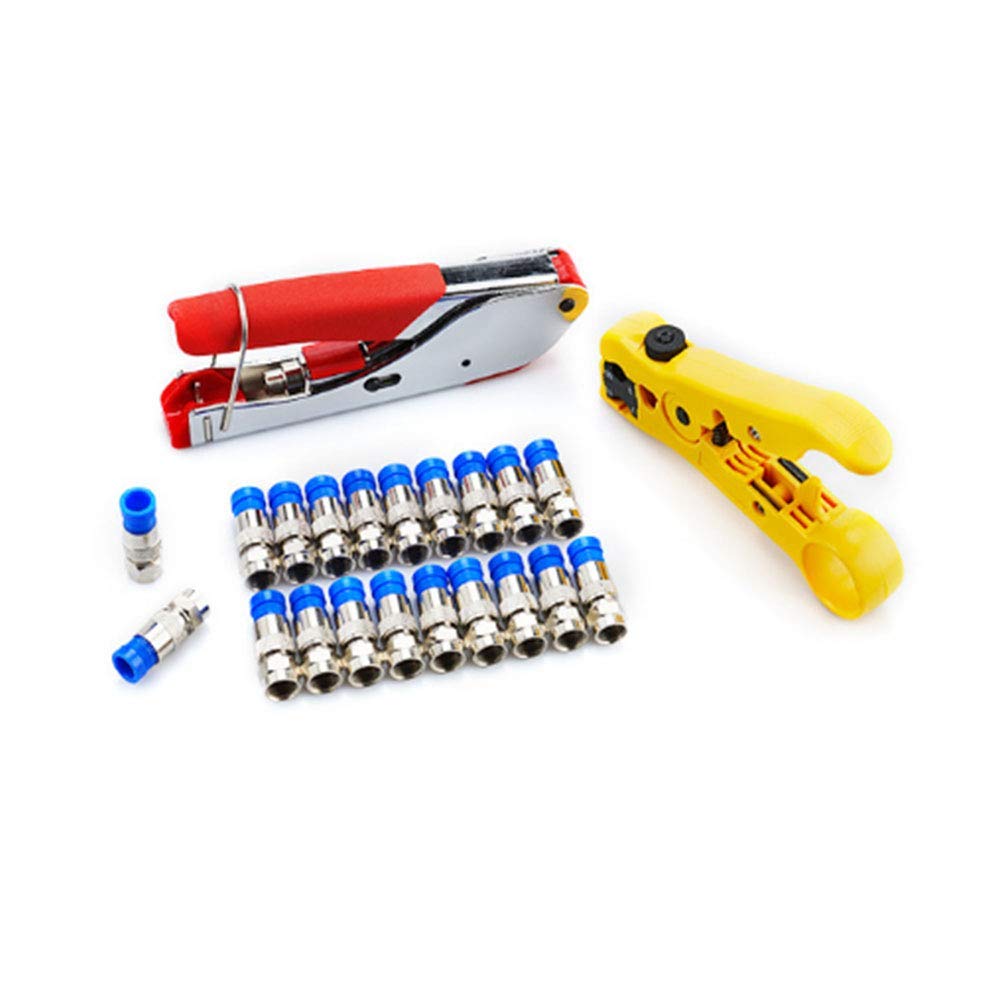 Kit outils compression coaxiale pour réparer un câble d'antenne TV avec fiches F RG6