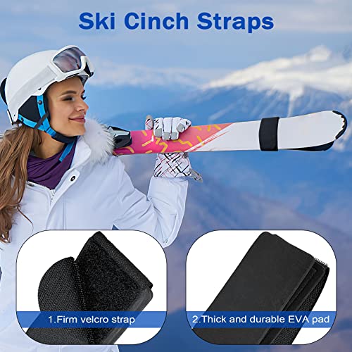 XBA-Wall-Mounted-Rack-Organizer-2-Pairs-of-Skis-and-Poles-Ski-Wall-Rack-Heavy-Duty-Ski-Garage-Storage-System-Rack-with-Padded-Hooks-Elastic-Cinch-Straps-Indoors-Outdoors-Home-Wall-Hooks