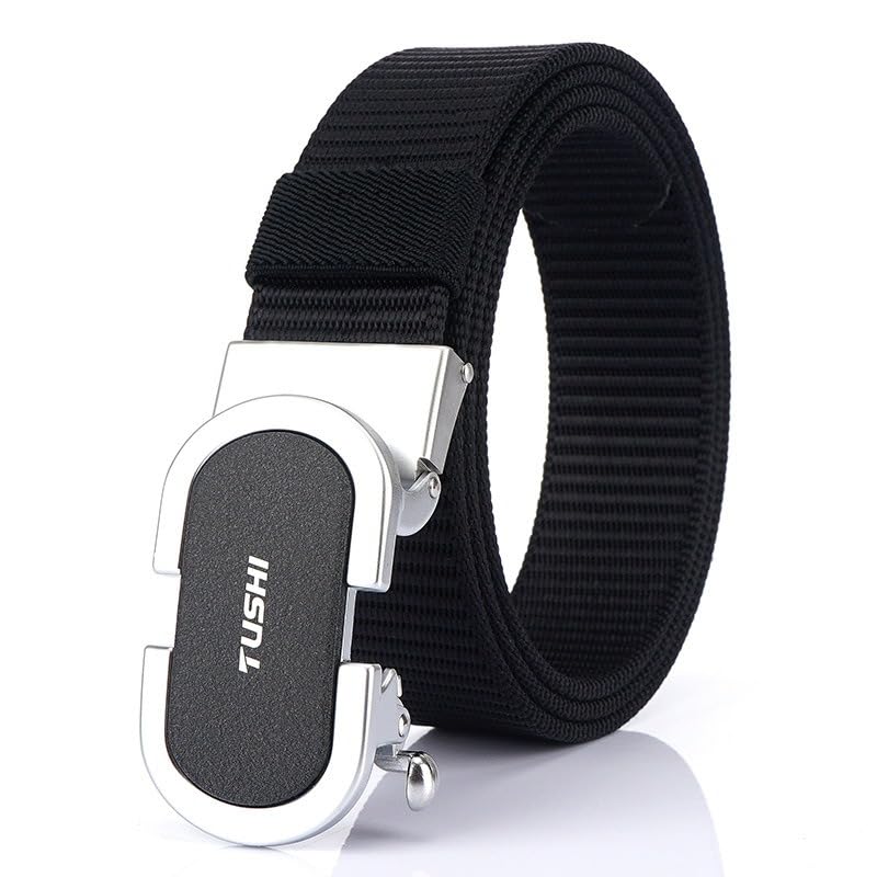 Image of TUSHI Ratchet Golf Casual Belt for Men, Nylon Web Tactical Work Belt with Automatic Slide Buckle
