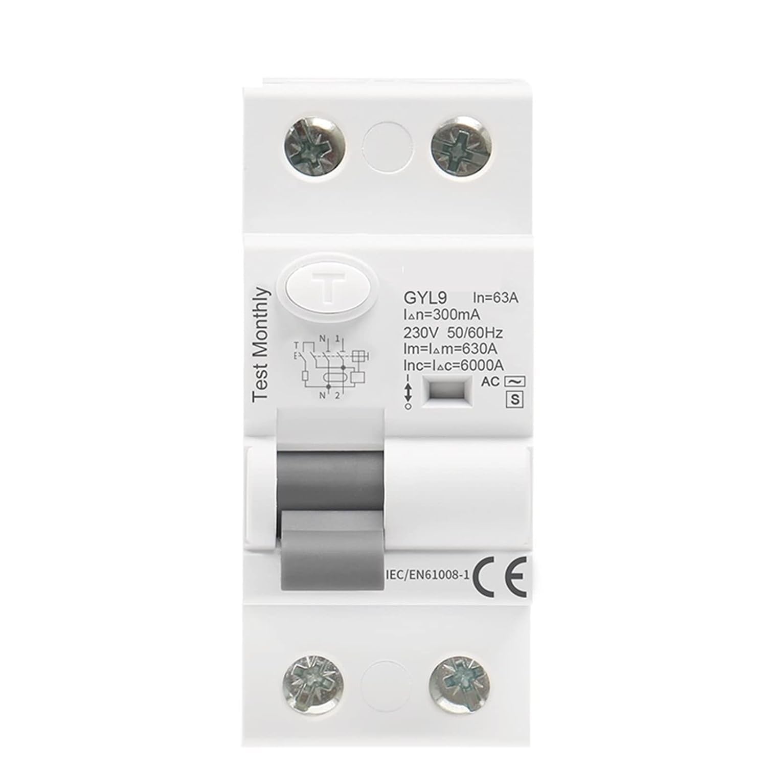 Lhnbgtuiw 100Ma Gyl9 Ac-S Type Time Delayed Rcd Rccb Elcb Delay Electromagnetic 1Pcs(,Ac-S 2P 40A)