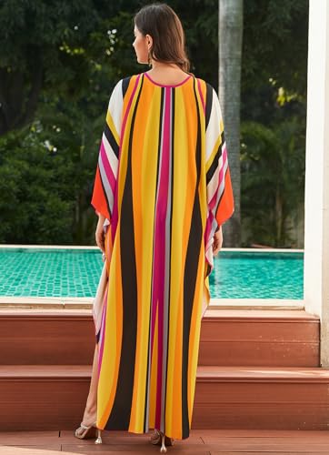 Image of sunforyou Kaftan Dresses for Women Stylish Caftans Plus Size Beach Cover up Soft Loungewear