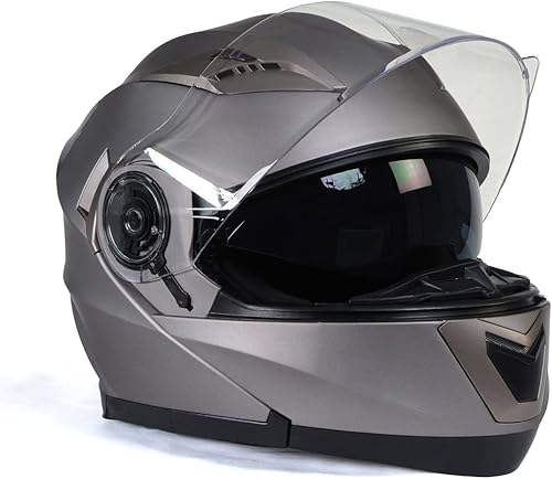 Miniatura 9 de Milwaukee Helmets MPH9808DOT - Casco modular de motocicleta avanzado 'ionizado' plateado para hombres y mujeres con visera desplegable, talla L
