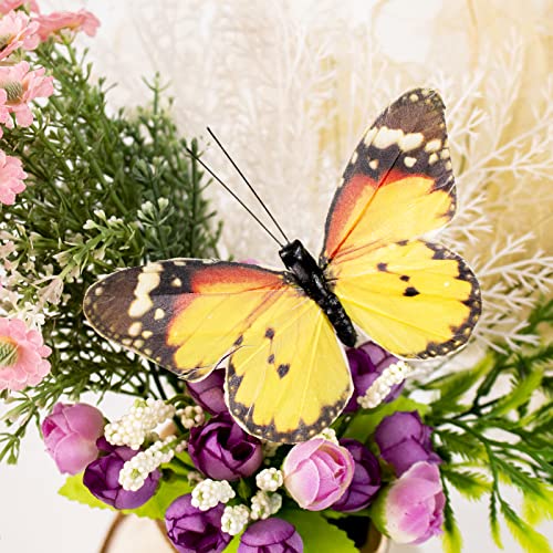 Berfutall- Feather Butterfly Decorations Set of 12 with Wire Butterflies for Crafts Decorative Monarch Butterfly 4.7×2.7in Home Garden Decoration by Berfutall - Image 4