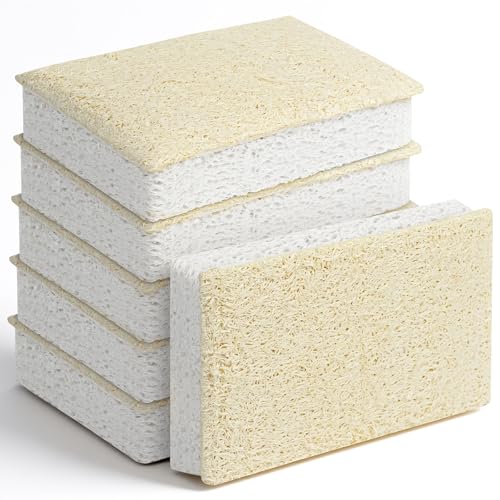 AOOSU Esponjas de Luffa, 6 Piezas Natural Esponja Estropajo, Esponjas de Cocina de Lufa para Lavar Platos, Utensilios de Cocina, Teteras