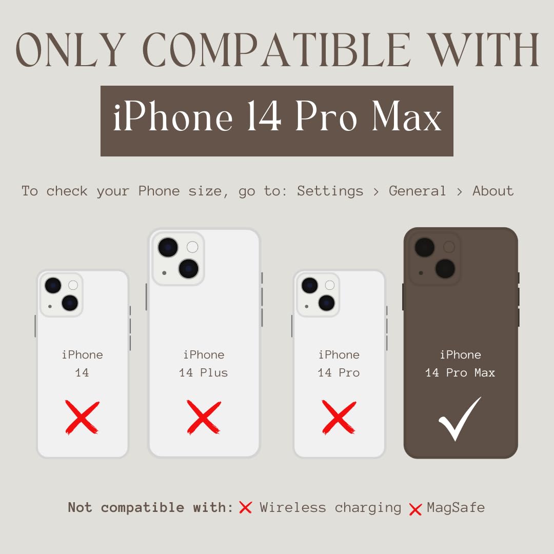 Walli Custodie per iPhone 14 Pro Max Custodia estetica sportiva a portafoglio per telefono, porta carte, contiene saldamente fino a 2 carte, carina, alla moda, adatta per iPhone 14 Pro Max, con