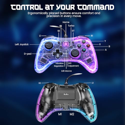 Image of PunnkFunnk Gaming Controller Lite Wireless Bluetooth Gamepad for Android, iOS, PC & Smart TV with Turbo Function, Ergonomic Grip, Rechargeable Battery (X1 Pro Wired)