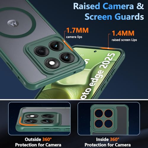 Image of For Motorola Edge 2025 Case,Magnetic [38 N52 Magnets] Military Grade Drop Protection moto edge 2025 case-Full Camera Protection Slim Matte Anti-Slip Phone Cover Protector For Motorola Edge 2025,Green
