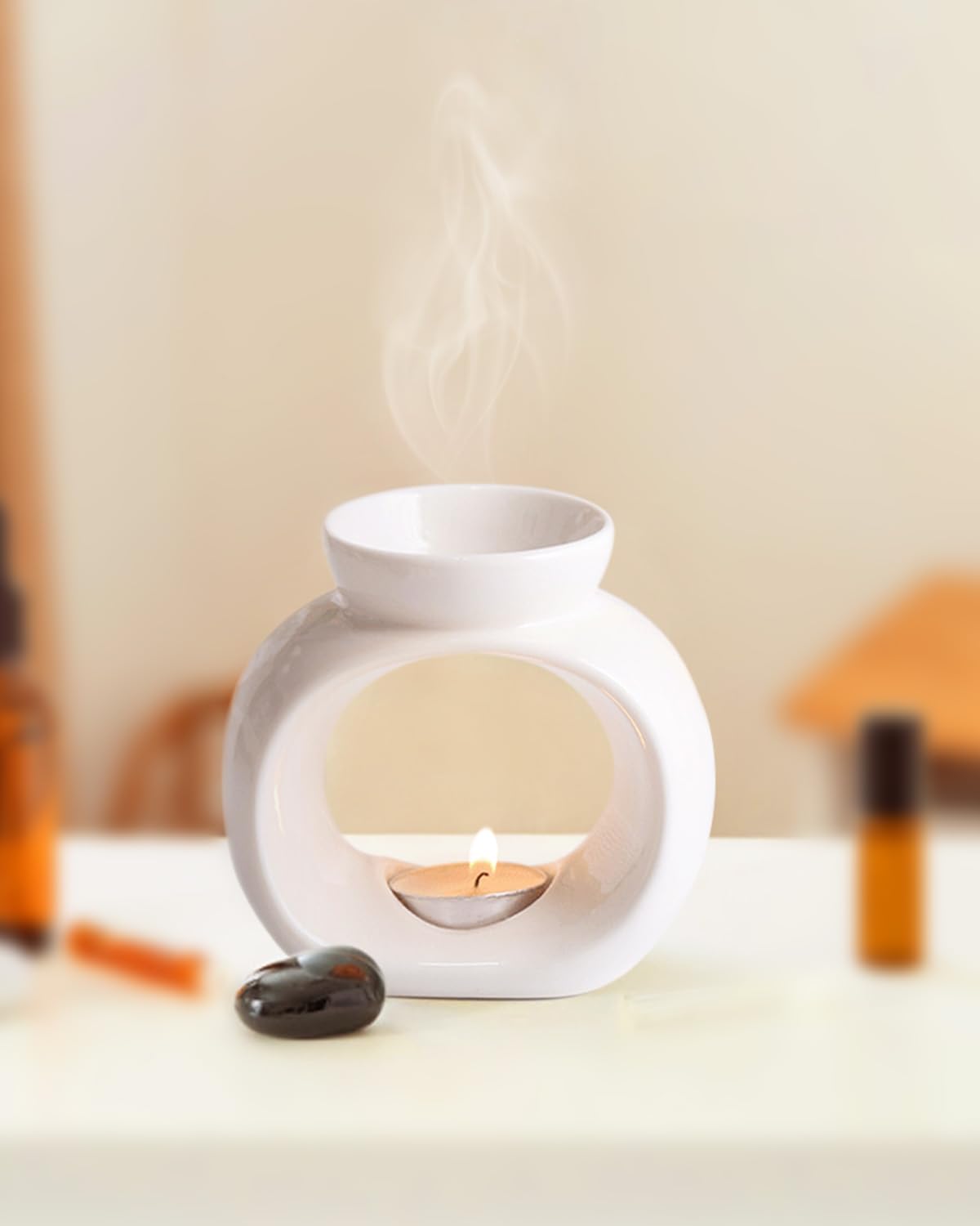 Quemadores de Aceites Esenciales y Velas, Para Ceras Aromáticas, Esencias, Crema Catalana y Azúcar, La Chimenea Quemador de Cera y el Cauldron Colgante para una Experiencia Aromática Única