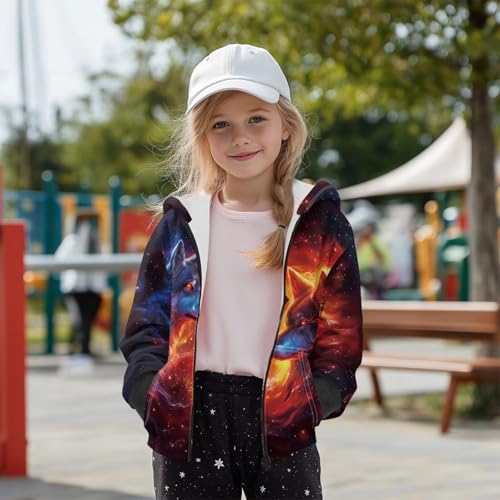 Kids Zip Up Hoodie Sweatshirt Long Sleeve Fleece Lined Pullover Top Fall Winter Warm Jacket with Pockets Size S-XL3