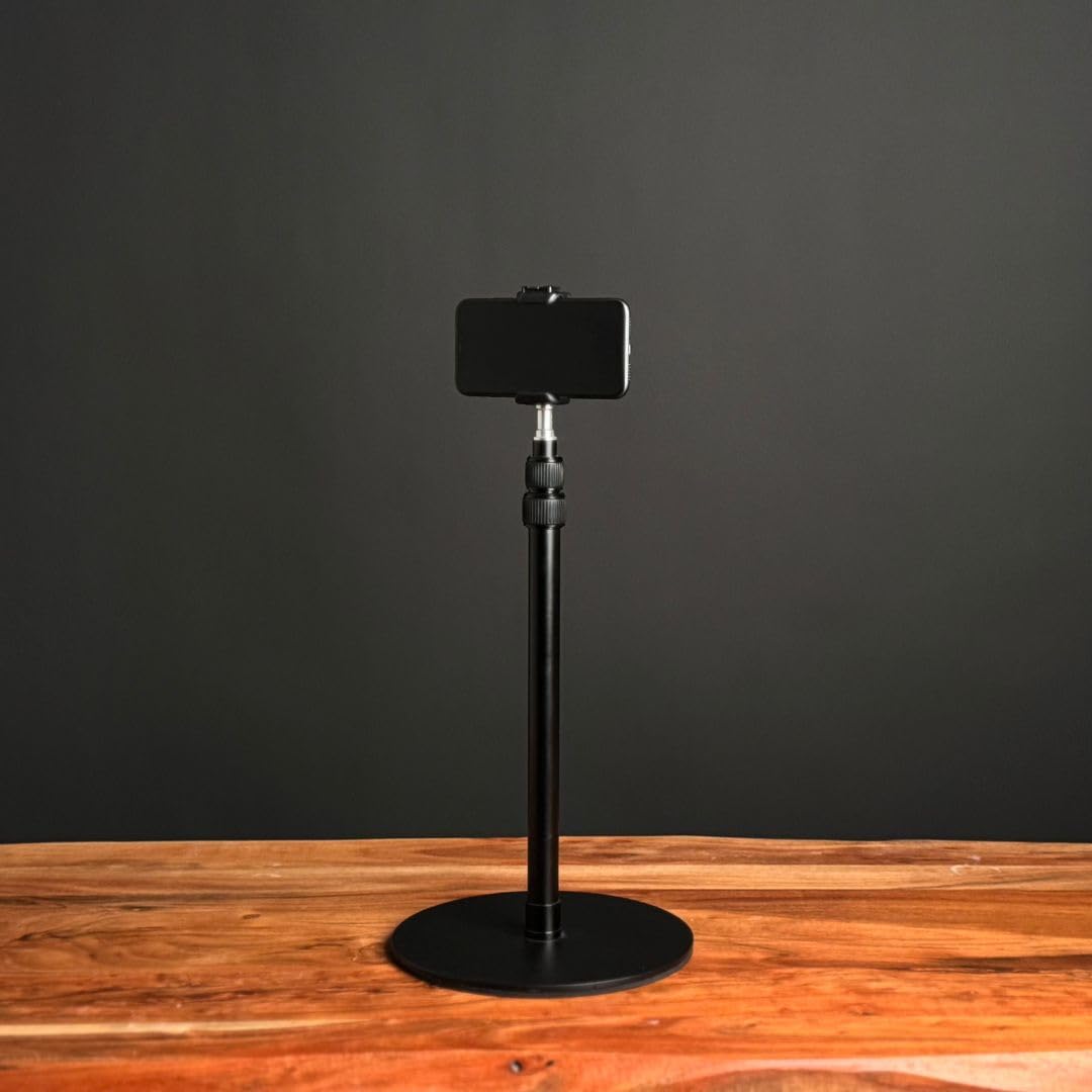 MOJOGEAR Schwerlast-Tischstativ mit extra schwerem Standfuß - 42-100 cm Höhenverstellbar, Tischstativ für Kamera, Mikrofon, Ringleuchte, Smartphone & Tablet, Metall mit 1/4 & 3/8 Zoll Anschluss