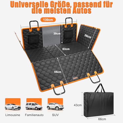 JOEJOY Hundedecke Auto Rückbank, Hundesitz Auto Rückbank Verbreitert mit Harter Unterseite, Hunde Autositz Ruckbank Wasserdicht Kratzfest mit Sicherheitsgurt