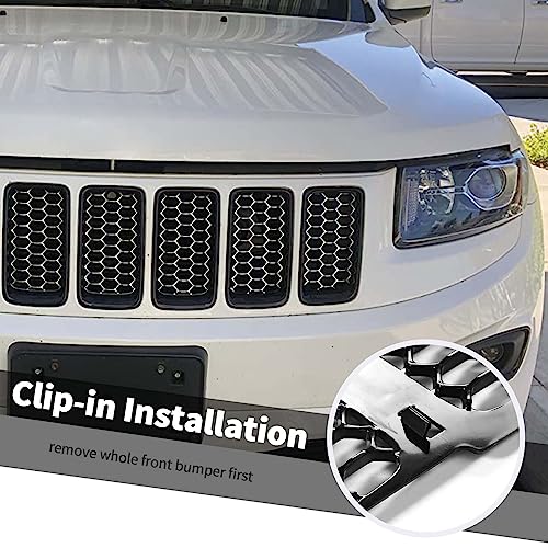 Image of 3PCS Honeycomb Grill Inserts Compatible with Jeep Grand Cherokee 2014-2016 (Black)