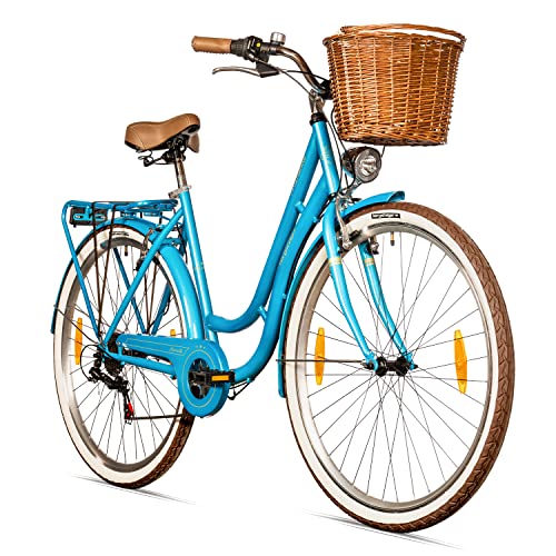 Bergsteiger Marseille 26 Zoll Damenfahrrad, ab 150 cm, Korb aus Rattan, Fahrrad-Licht, Damen-Citybike, Damenrad im Retro-Design«, 6 Gang Tourney Schaltung, Kettenschaltung Bergsteiger Marseille 26 Zoll Damenfahrrad, ab 150 cm, Korb aus Rattan, Fahrrad-Licht, Damen-Citybike, Damenrad im Retro-Design«, 6 Gang Tourney Schaltung, Kettenschaltung