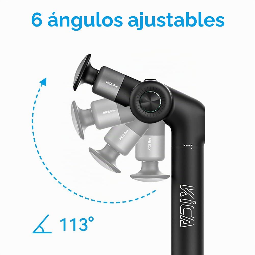 Kica EVO Pistola de Masaje Ajustable con 6 Cabezales y Calor, para Relajación Muscular y Alivio del Dolor