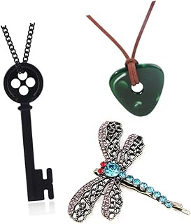 Coraline Key Seeing Stone Jewelry Set - Coraline Costume Halloween Cosplay Accessories - Aesthetic Gifts for Kids Girls Teens Women Men and Fans