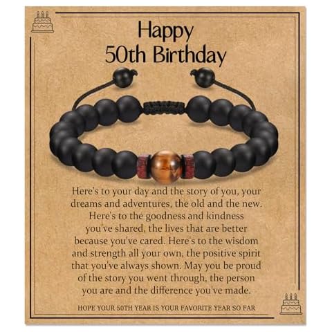 WIKHIA 50th Birthday Gifts Ideas for Men, 50 Years Old Birthday Bracelet for Him Husband Boyfriend Dad Son Nephew Grandson Brother Friend Cover