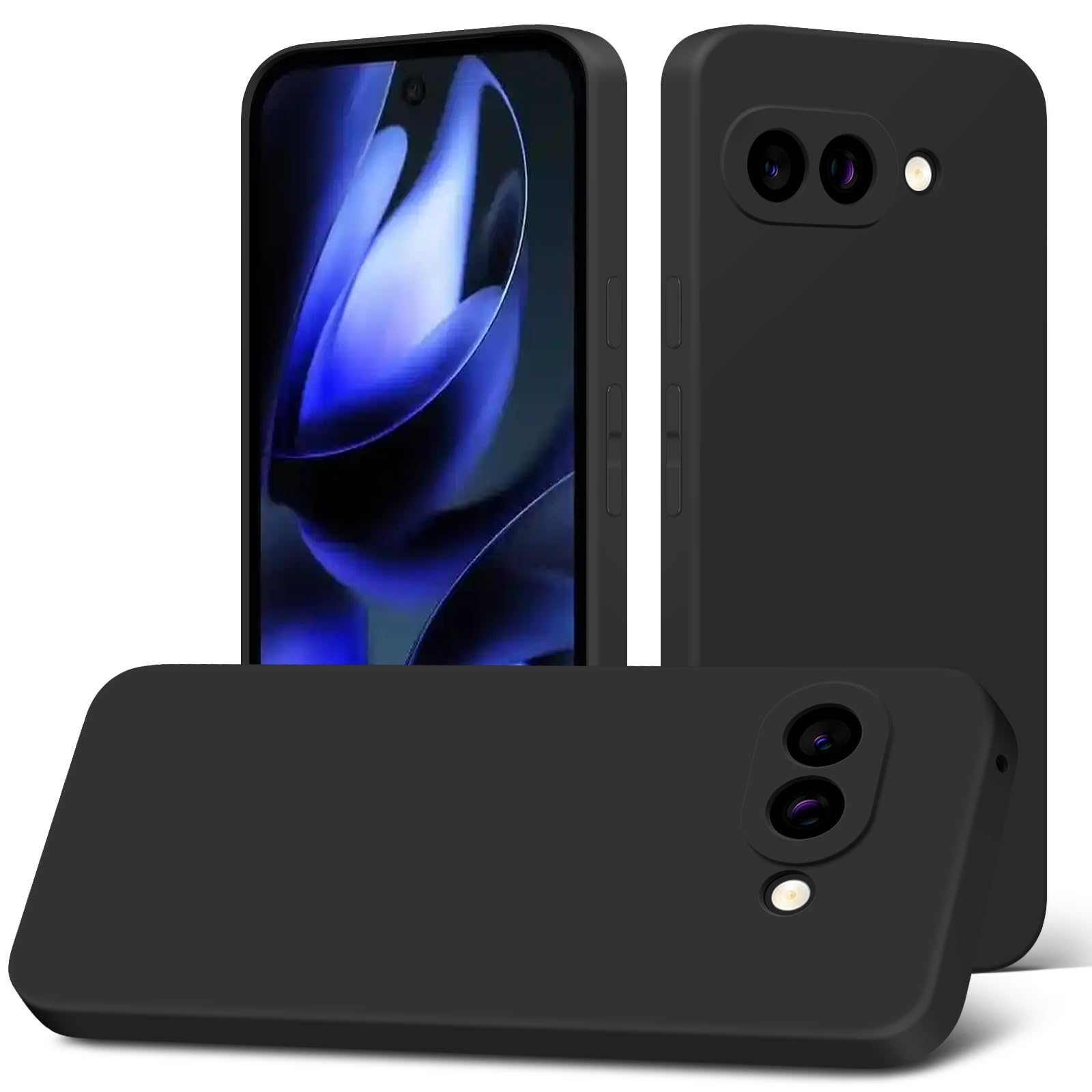 Google Pixel 9a 用の ケース Pixel 9a 用の カバー TPU シリコン 耐衝撃 薄型 軽量 スリム 指紋防止 ソフトカバー ストラップホール付き グーグル ピクセル9a 用の スマホケース （ブラック）