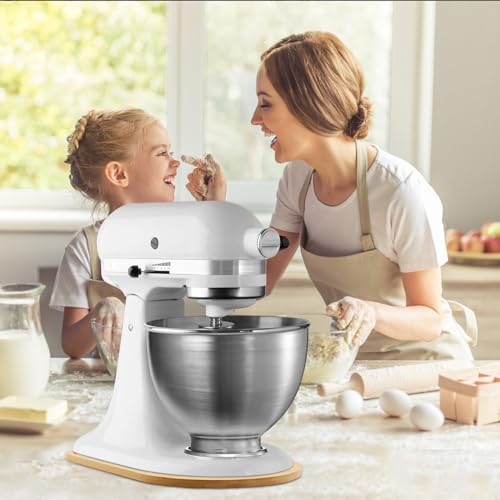 Image of Bamboo Mixer Slider Mat for Kitchen Aid Artisan Mini 3.5 Quart Tilt-Head Stand Mixer, Sliding Board Kitchen Appliance Storage Attachments, Countertop Moving Tray Accessories for Kitchen Aid