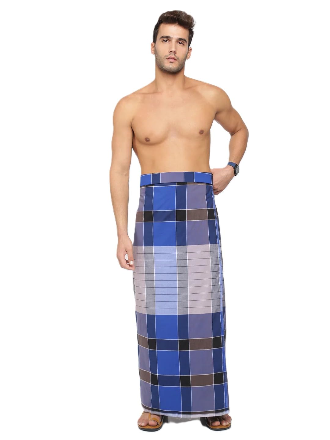 nandu NanduBrand Men's Cotton Stitched Lungi (Pattern May Vary, Multicolour, Free Size) - Pack of 1-picture-17