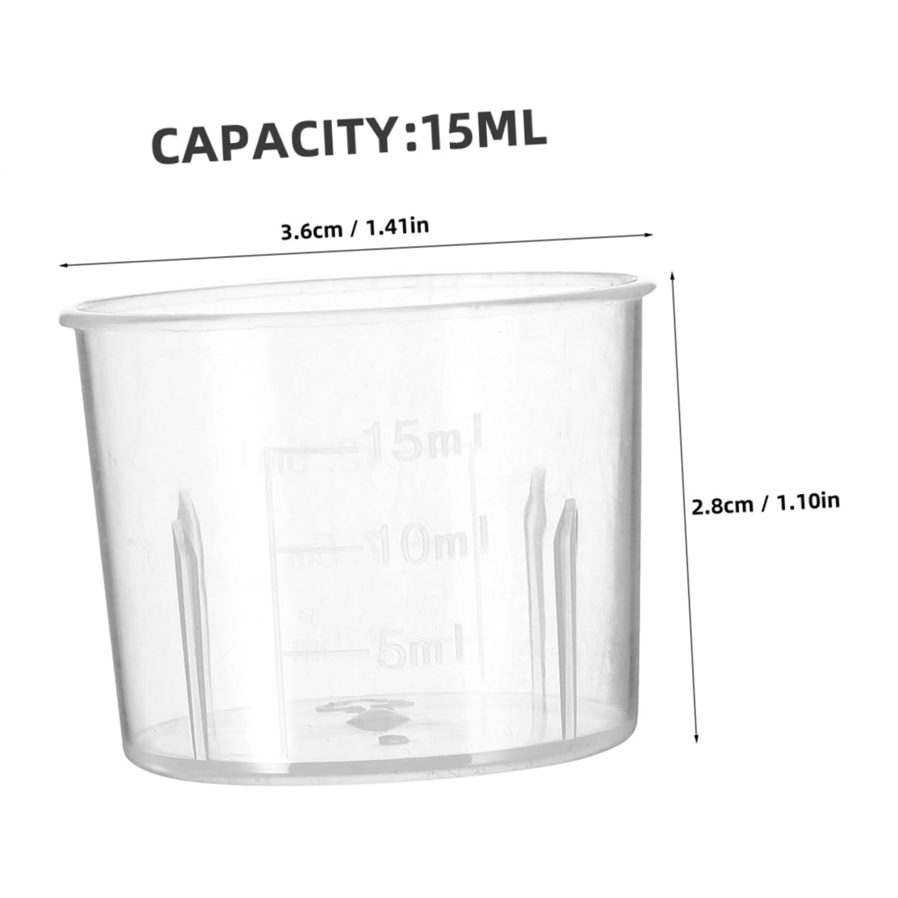 Misurino Graduato in Plastica 15ml 200 Pezzi per Laboratorio