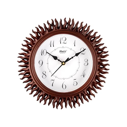 Image of Matiz Analog 30 cm X 30 cm Wall Clock | Brown | with Glass | Standard| 027 Brown Wood
