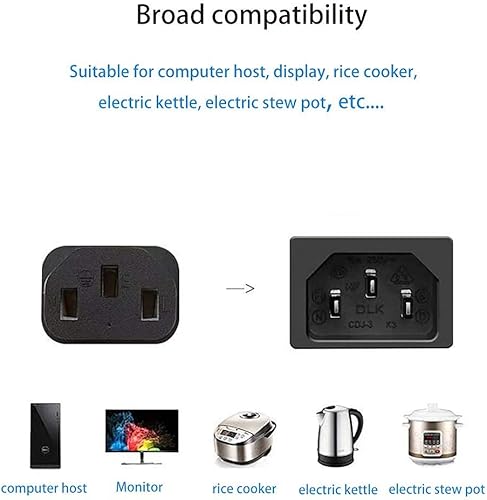 Miniatura 4 de LIANSUM Cable de CA de enchufe de 3 clavijas para Samsung, Toshiba, LG, Sharp, Sony, AOC, BenQ, Acer, Asus, ViewSonic, Dell, Compaq monitor de