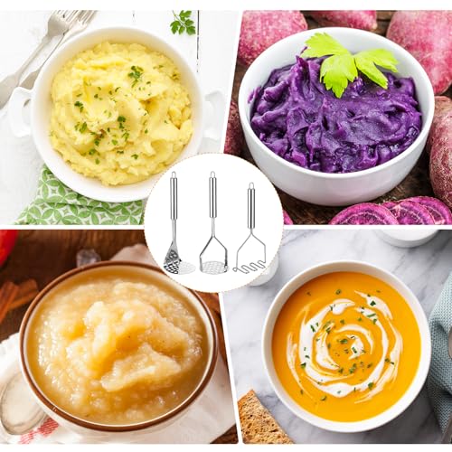 Foto von 3 Stück Kartoffelstampfer Edelstahl,Kartoffelpresse Edelstahl,Potato Masher