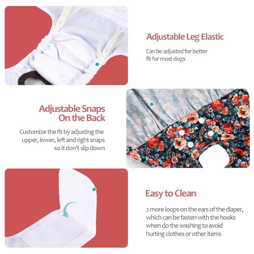 Image of CuteBone Female Dog Diapers with Skirts 3 Pack Reusable Puppy Dresses Pants for Heat Cycle Period