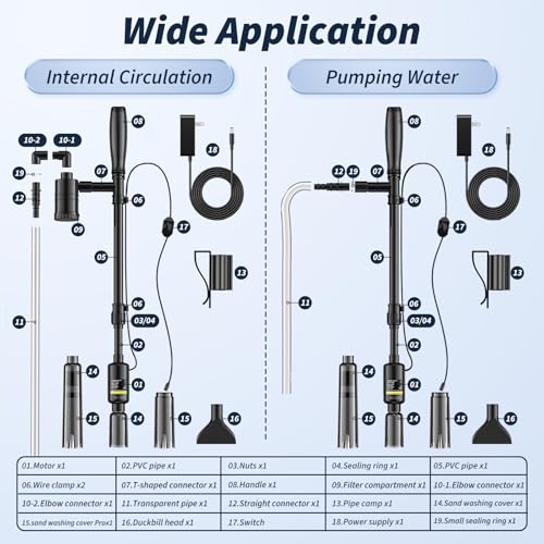 Image of Fish Tank Cleaner - Electric Aquarium Vacuum Gravel Cleaner, 530GPH /32W Electric Fish Tank Cleaning Tools, Adjustable Water Flow Aquarium Cleaner Kit, Turtle Tank Vacuum for Wash Sand, Water Changing