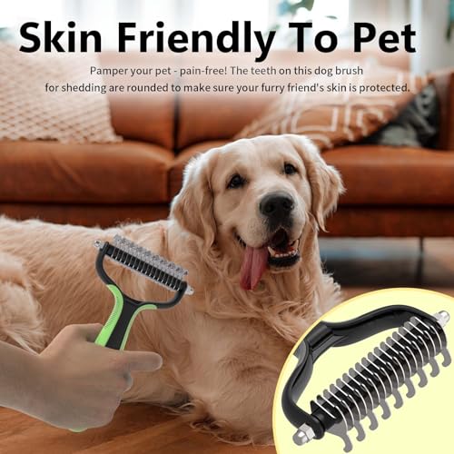 Pet-Supplies-Cat-brush-for-shedding-cat-grooming-brush-deshedding-cat-brush-paired-with-self-cleaning-cat-litter-box-essential-for-cats-for-Long-matted-Haired-PetsGreen