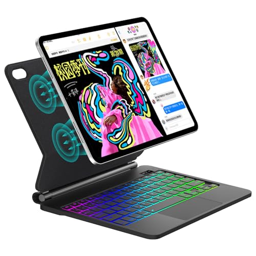 [2026革新モデル]マジックキーボード ipad A16 11世代/ 第10世代対応 キーボードケース magic keyboard 10.9インチ対応 磁気吸着 トラックパッド搭載 7色バックライト オートスリープ マルチタッチ対応 ブラック