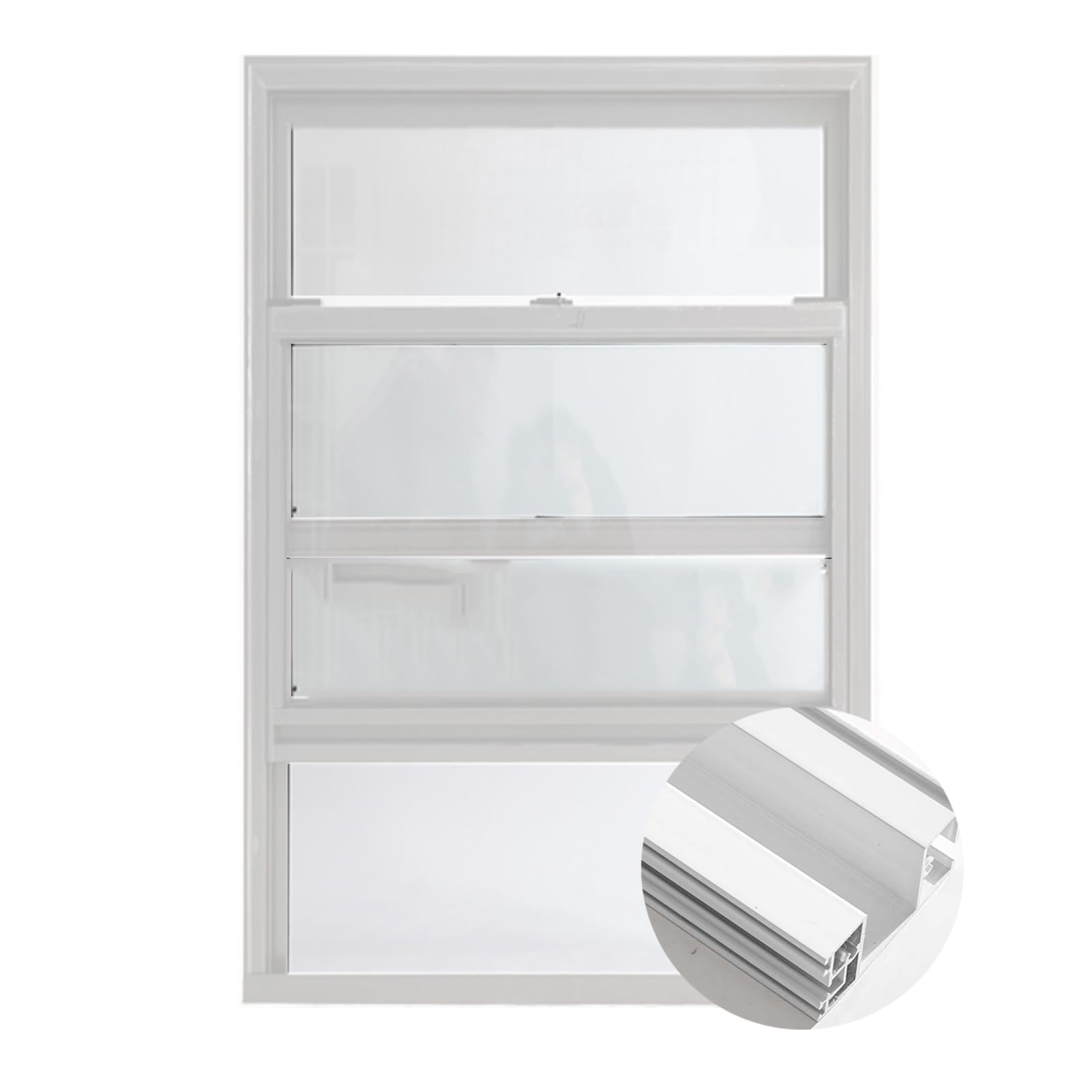 Schiebefenster Aus Gehärtetem Aluminium, Einfach Aufgehängtes Schuppenfenster, Einfach Zu Montieren, Flächenbündig Montierte Schiebefenster Mit Griff(Weiß,50x130cm)