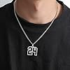 Q&Locket Stainless Steel 0-99 Number Necklaces for Athletes Personalized Sports Team Jersey Number Pendant Chain Soccer Football Basketball Baseball Custom Jewelry for Boys Men Girls Womens, Stainless #5