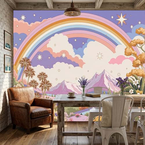 Papier peint montagnes arc-en-ciel pour transformer le salon en cocon